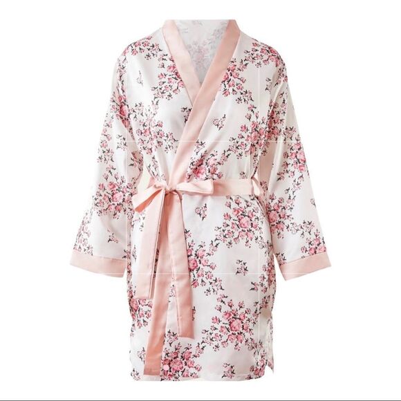 Morgan Lane Allie Robe • White/Floral • L/XL • NWT - Picture 1 of 9